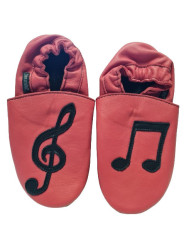Chaussons cuir souple clef de sol noire