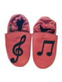 Chaussons cuir souple clef de sol noire