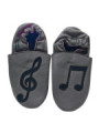 Chaussons cuir souple clef de sol noire