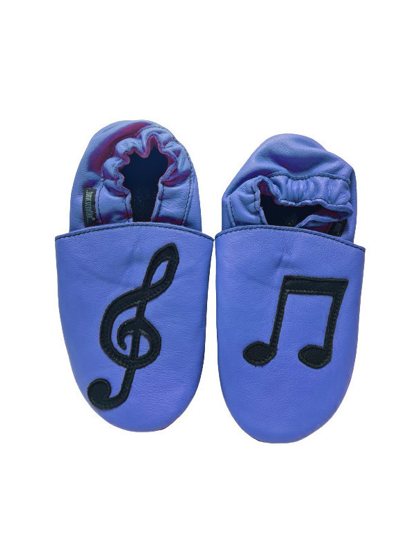 Chaussons cuir souple clef de sol noire