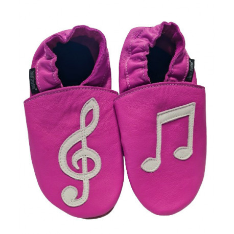 Chaussons cuir souple clef de sol