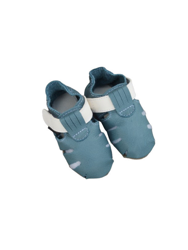 Taille 22 Zippy cuir bio bleu