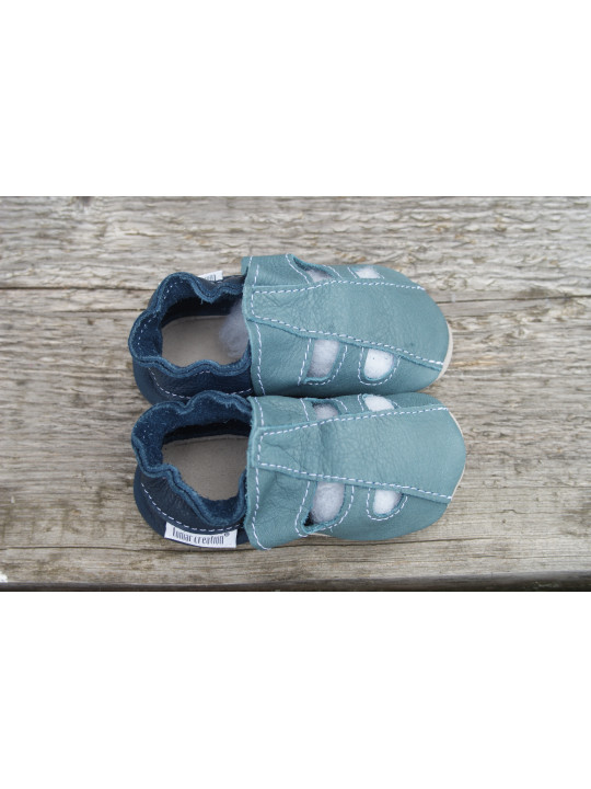size 22 Organic leather slippers - summer blue
