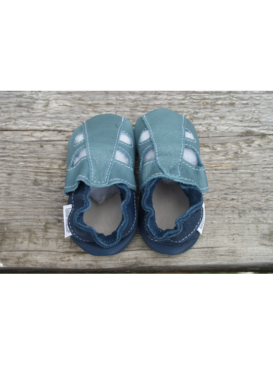 size 22 Organic leather slippers - summer blue