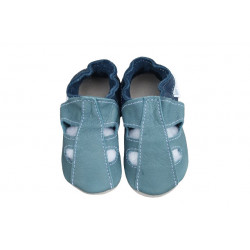 size 22 Organic leather slippers - summer blue