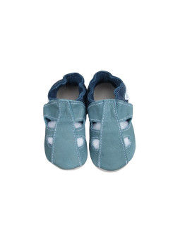size 22 Organic leather slippers - summer blue