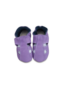 Taille 22 Chaussons cuir bio été violet