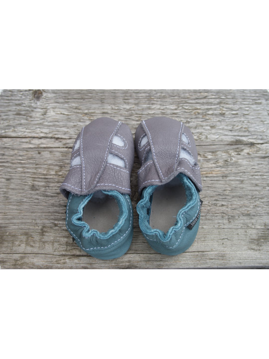 size 22 Organic leather slippers summer gray