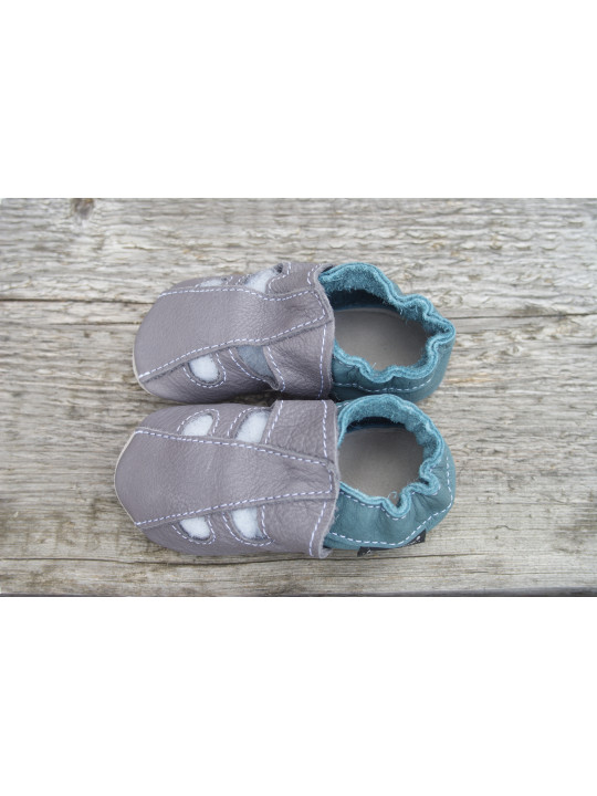 size 22 Organic leather slippers summer gray