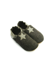 Chaussons laine mérinos gris anthracite