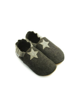 Chaussons laine mérinos gris anthracite