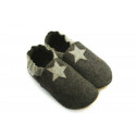 Merino felt slippers - star - dark grey