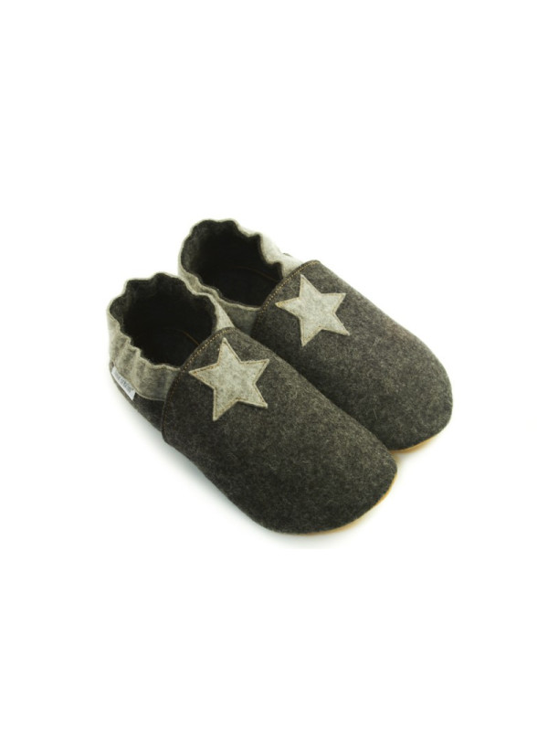 Chaussons laine mérinos gris anthracite