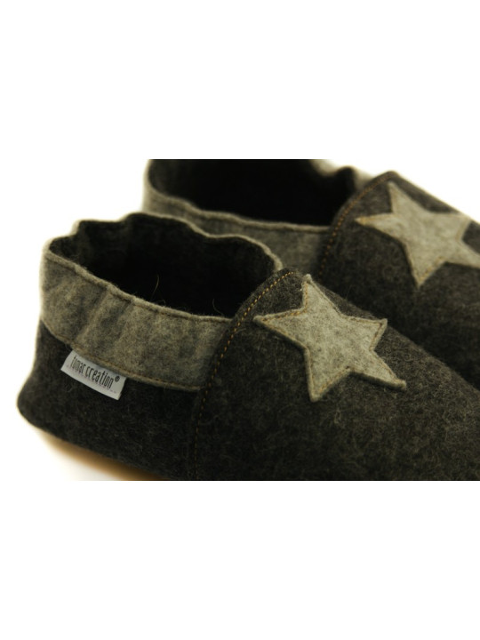 Chaussons laine mérinos gris anthracite