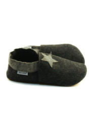 Chaussons laine mérinos gris anthracite