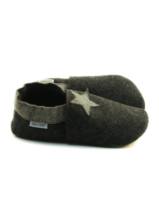 Chaussons laine mérinos gris anthracite