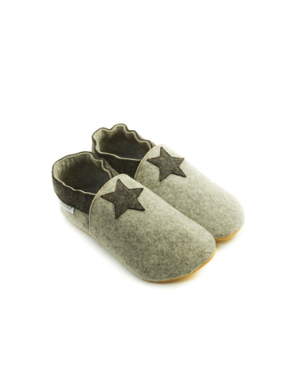 Chaussons laine mérinos gris clair