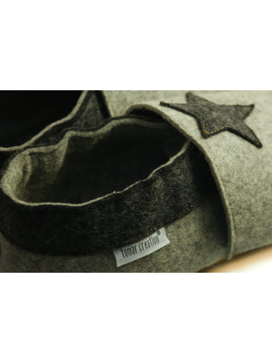 Chaussons laine mérinos gris clair