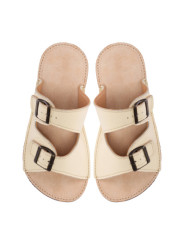 sandales barefoot cuir été femme homme double boucles