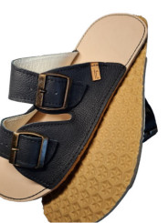 barefoot sandals leather summer woman man double buckles