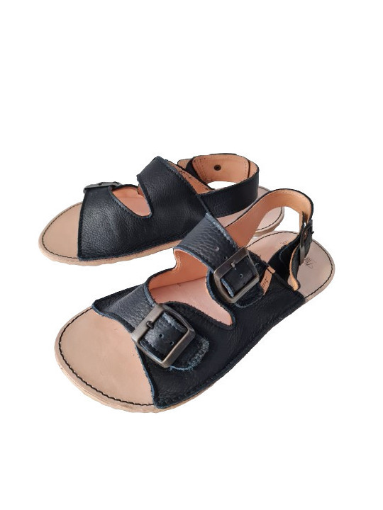 Sandales ajustables trois boucles en cuir barefoot femme homme