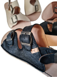 Adjustable three-buckle barefoot leather sandals men women