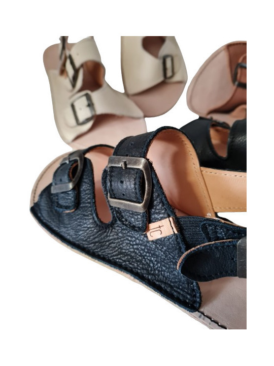 Adjustable three-buckle barefoot leather sandals men women