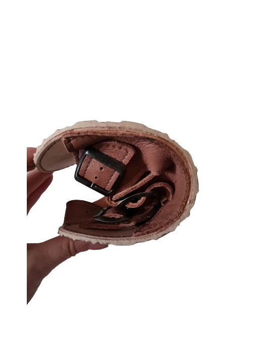 barefoot sandals leather summer woman man double buckles