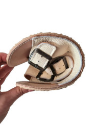 barefoot sandals leather summer woman man double buckles