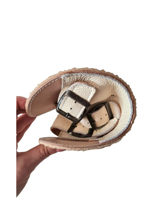 sandales barefoot cuir été femme homme double boucles