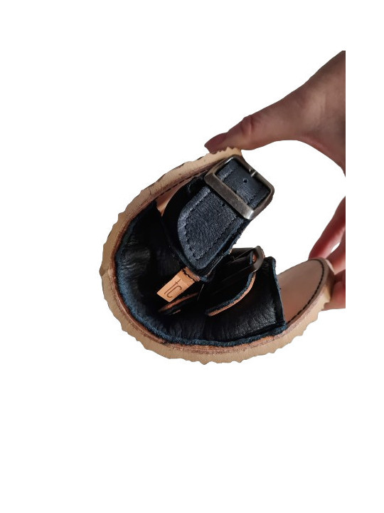 barefoot sandals leather summer woman man double buckles