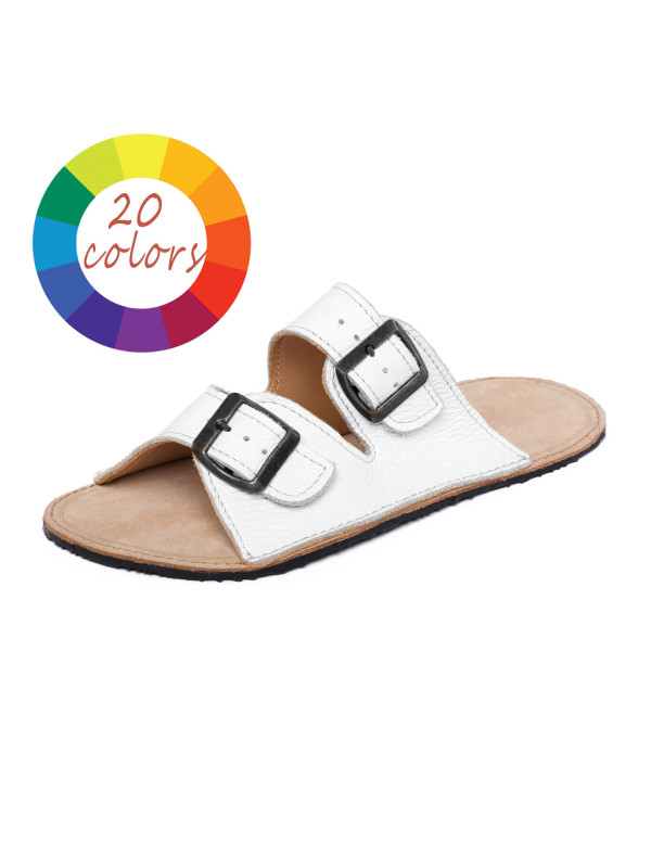 barefoot sandals leather summer woman man double buckles