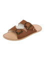 barefoot sandals leather summer woman man double buckles