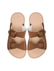 sandales barefoot cuir été femme homme double boucles