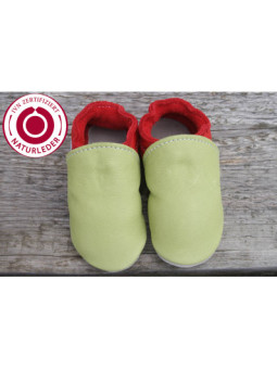 Organic leather slippers - green