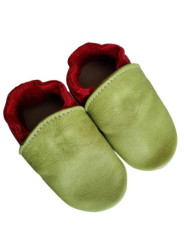 Organic leather slippers - green