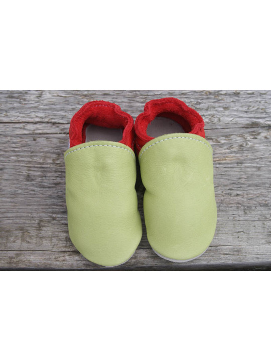 Organic leather slippers - green