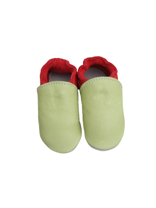 Organic leather slippers - green