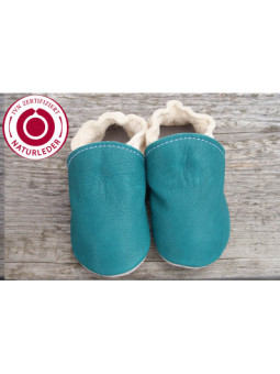 Organic leather slippers - blue