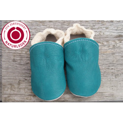 Organic leather slippers - blue