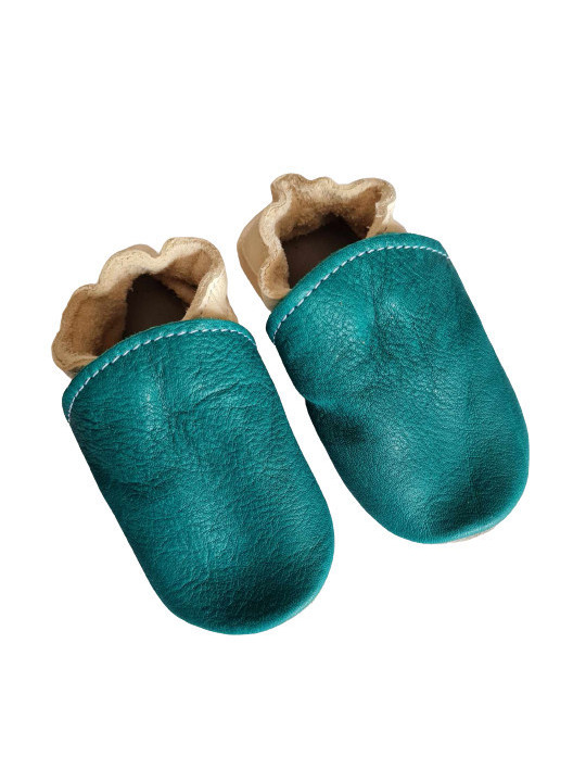 Organic leather slippers - blue