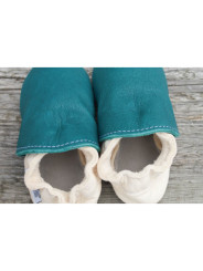 Organic leather slippers - blue