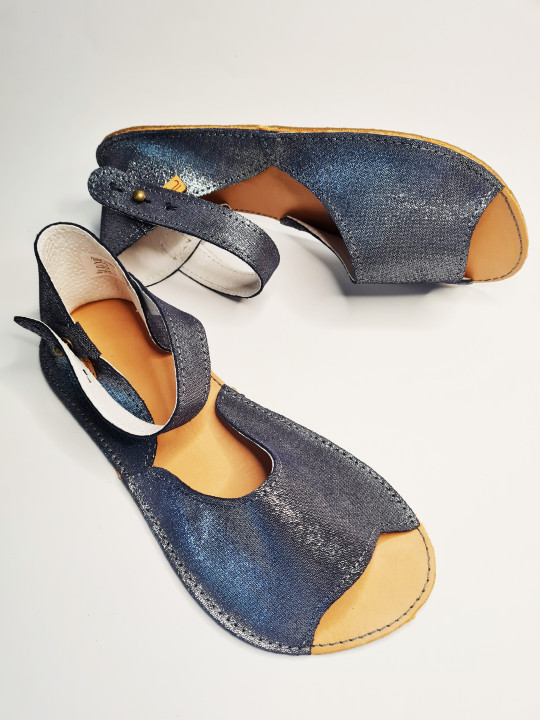 Sandales barefoot bleu pailleté