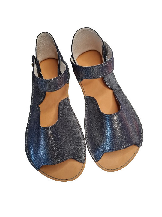 sandále barefoot trblietavá modra