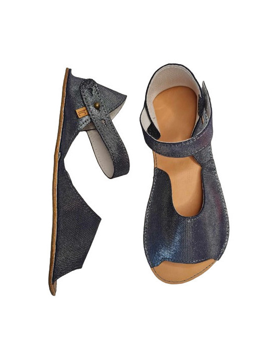Sandales barefoot bleu pailleté