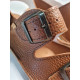 Double buckle sandals brown