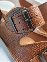 sandales barefoot cuir été femme homme double boucles