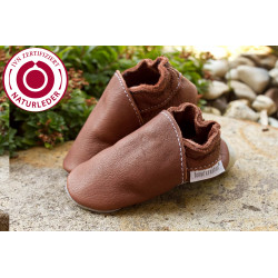 Organic leather slippers - coconut