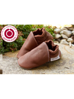 Organic leather slippers - coconut