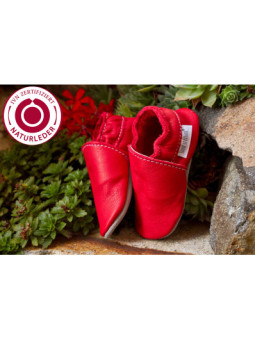 Organic leather slippers -  feuerrot